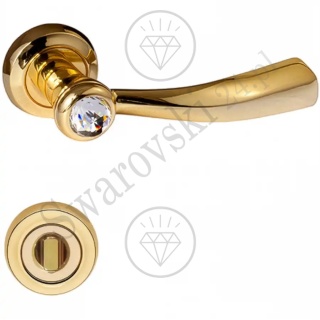 Klamka Elika Crystal 108 z szyldem WC OZ - pozłacana