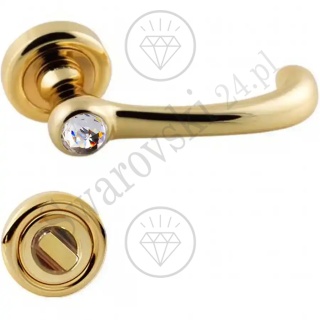 Klamka Idea Crystal 103 z szyldem WC OZ - pozłacana