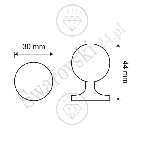 CRYSTAL OZ 30 mm gałka meblowa z kryształem Swarovski®