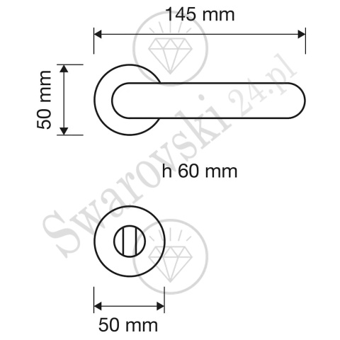 Klamka Cosmic 103 z szyldem WC CR - chromowana