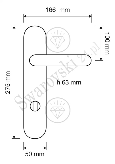 Klamka Elika Crystal 991PL z otworem WC OZ - pozłacana