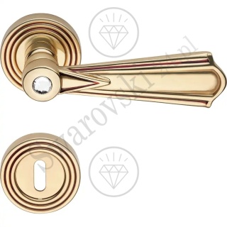 Klamka Madame Crystal 112 z szyldem na klucz OF - złoto francuskie