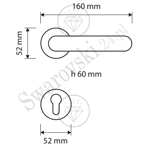 Klamka Point Crystal 023 z szyldem na wkładkę OZ - pozłacana