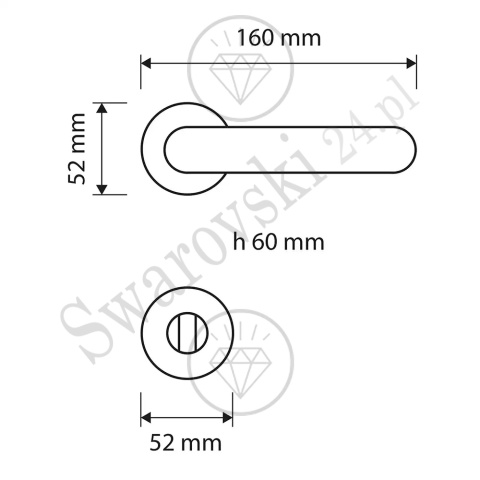 Klamka Point Crystal 023 z szyldem WC OZ - pozłacana